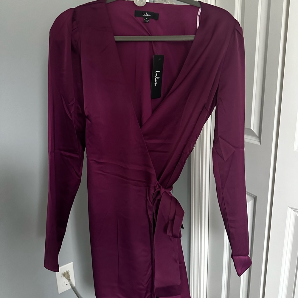 Silky wrap dress long sleeve